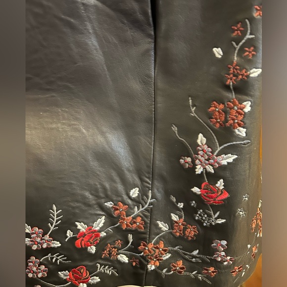 Leather & embroidered Kasper Dress Coat Small - Picture 6 of 9